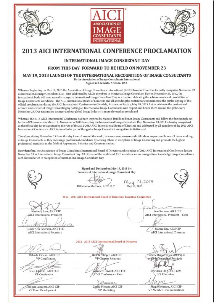 Proclamation - AICI International Image Consultants Day